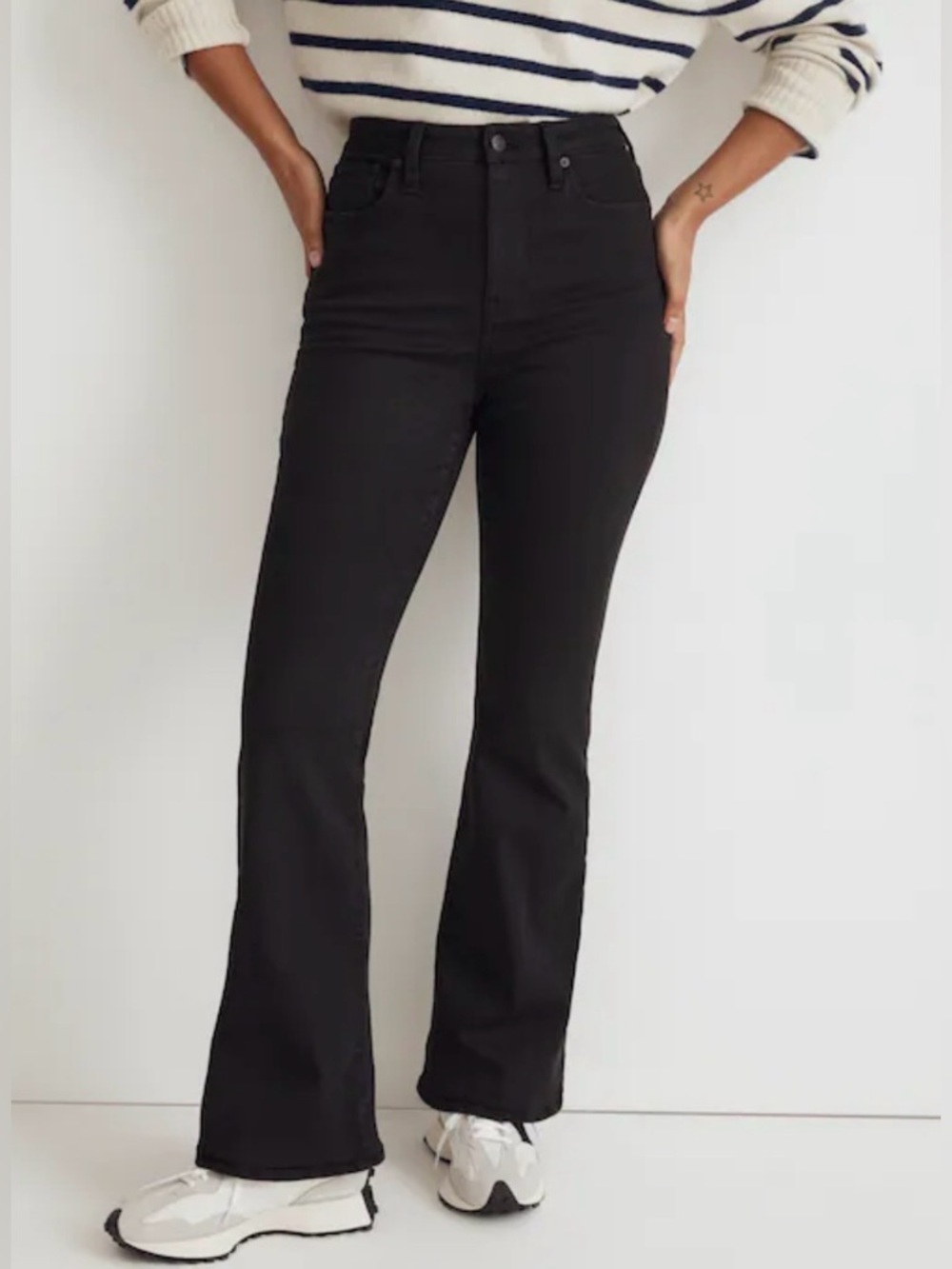 MADEWELL Curvy Skinny Flare Jeans in Black High Rise Size 28P